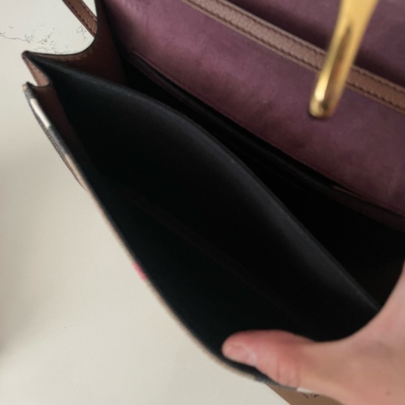 BURBERRY Leather and House Check Canvas Macken Crossbody Bag - Picture 6 of 7